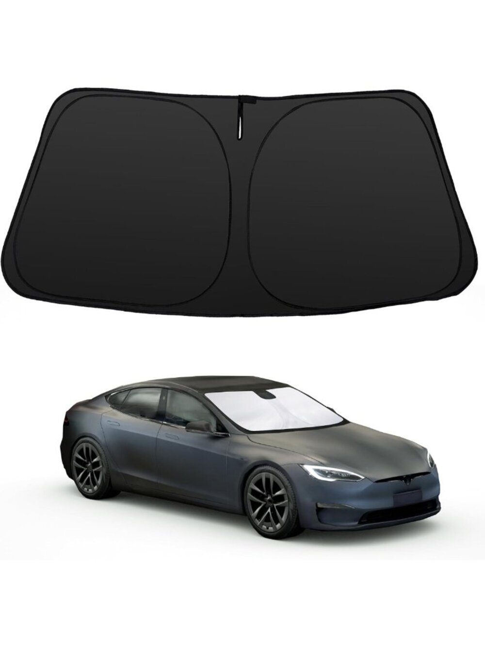 Custom Fit Windshield Sun Shade for Tesla Model S 2012-2026 | Foldable Sun